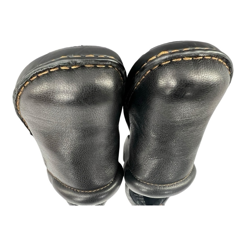 b.o.c. Dark Genuine Black Leather Casual Clogs Size 10 Like New Great For Work - Picture 3 of 7